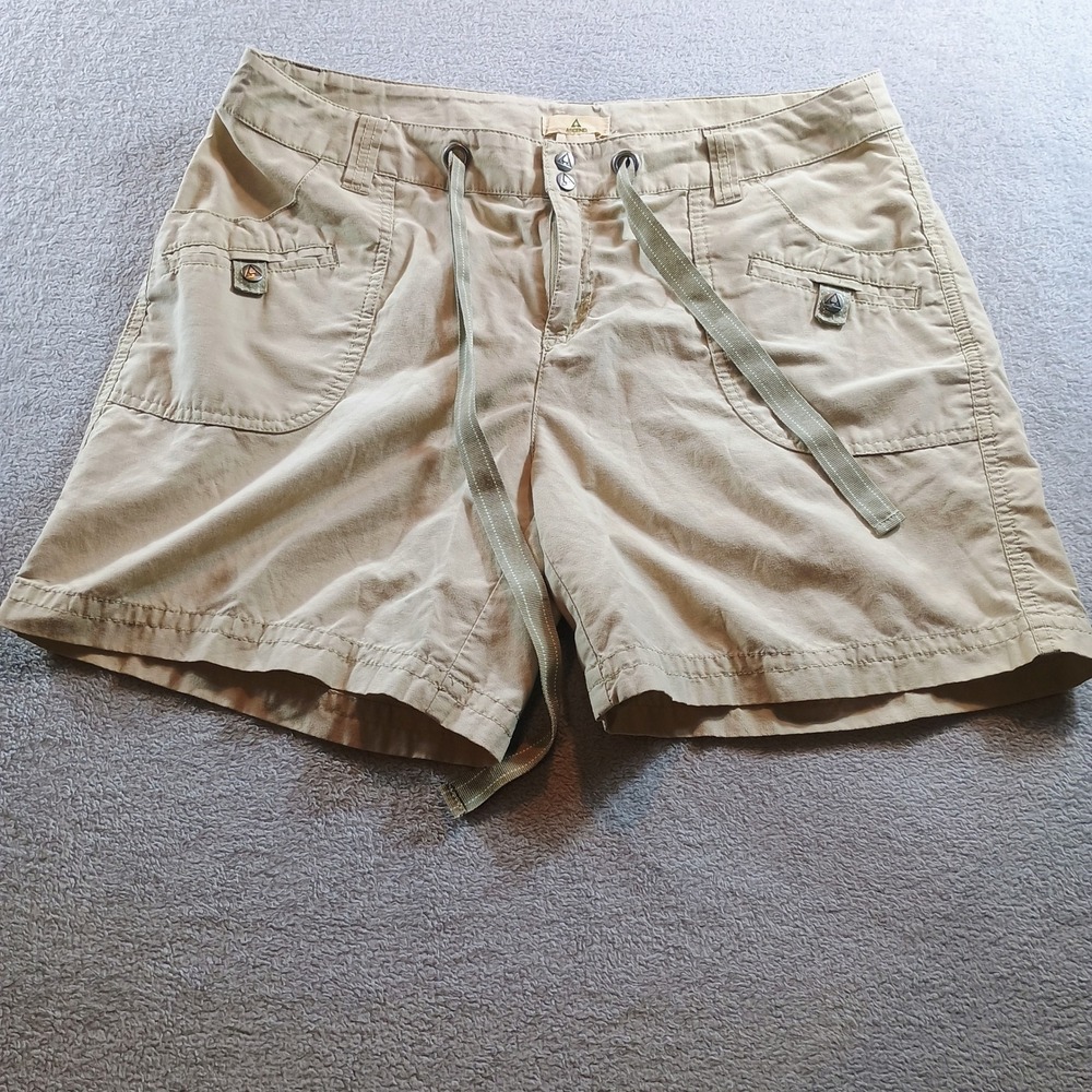 Ascend Women Shorts Khaki Tan 10 Drawstring Cargo Hiking Outdoor